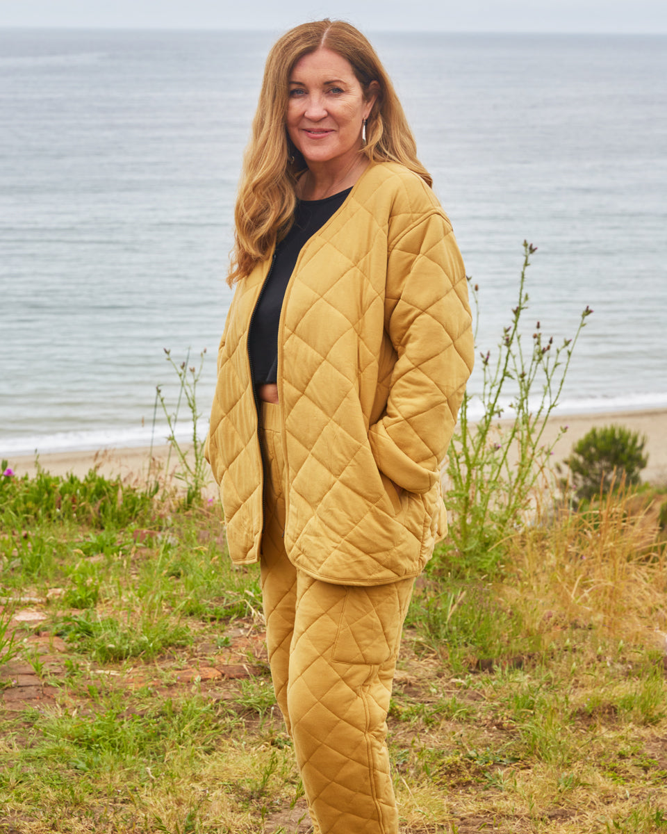 Woman within outlet quilted jacket