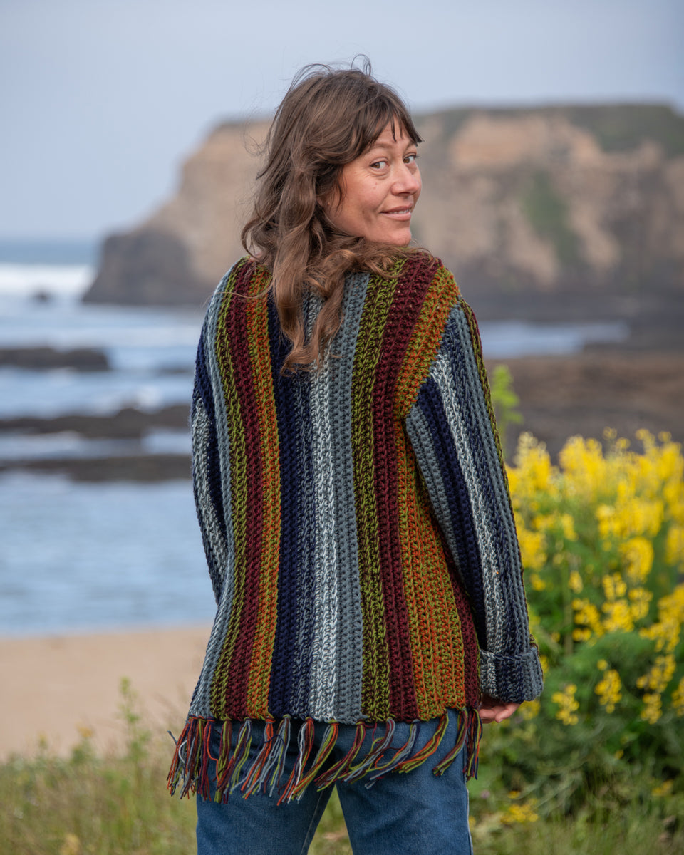 Striped Fringe Cardigan
