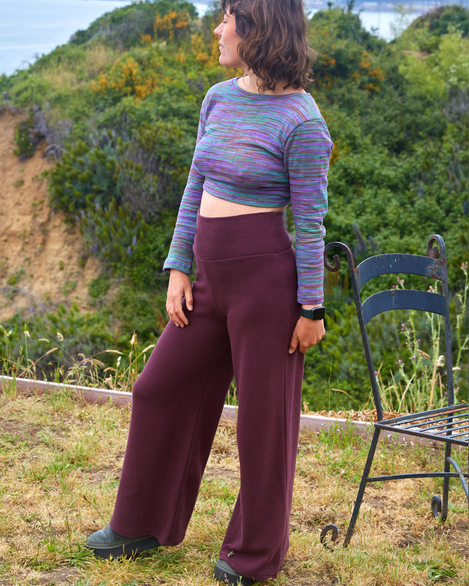 Organic Ribbed Cotton Wide Leg Pants