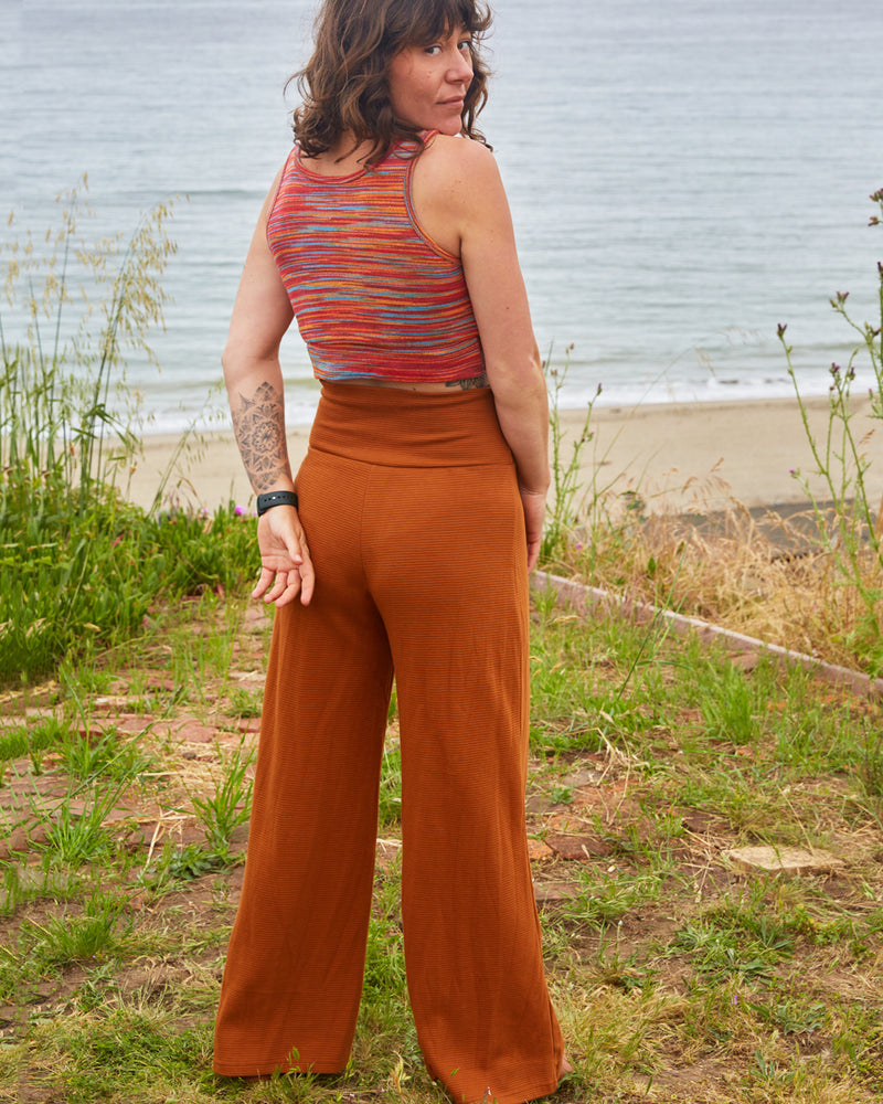 Organic Ribbed Cotton Wide Leg Pants