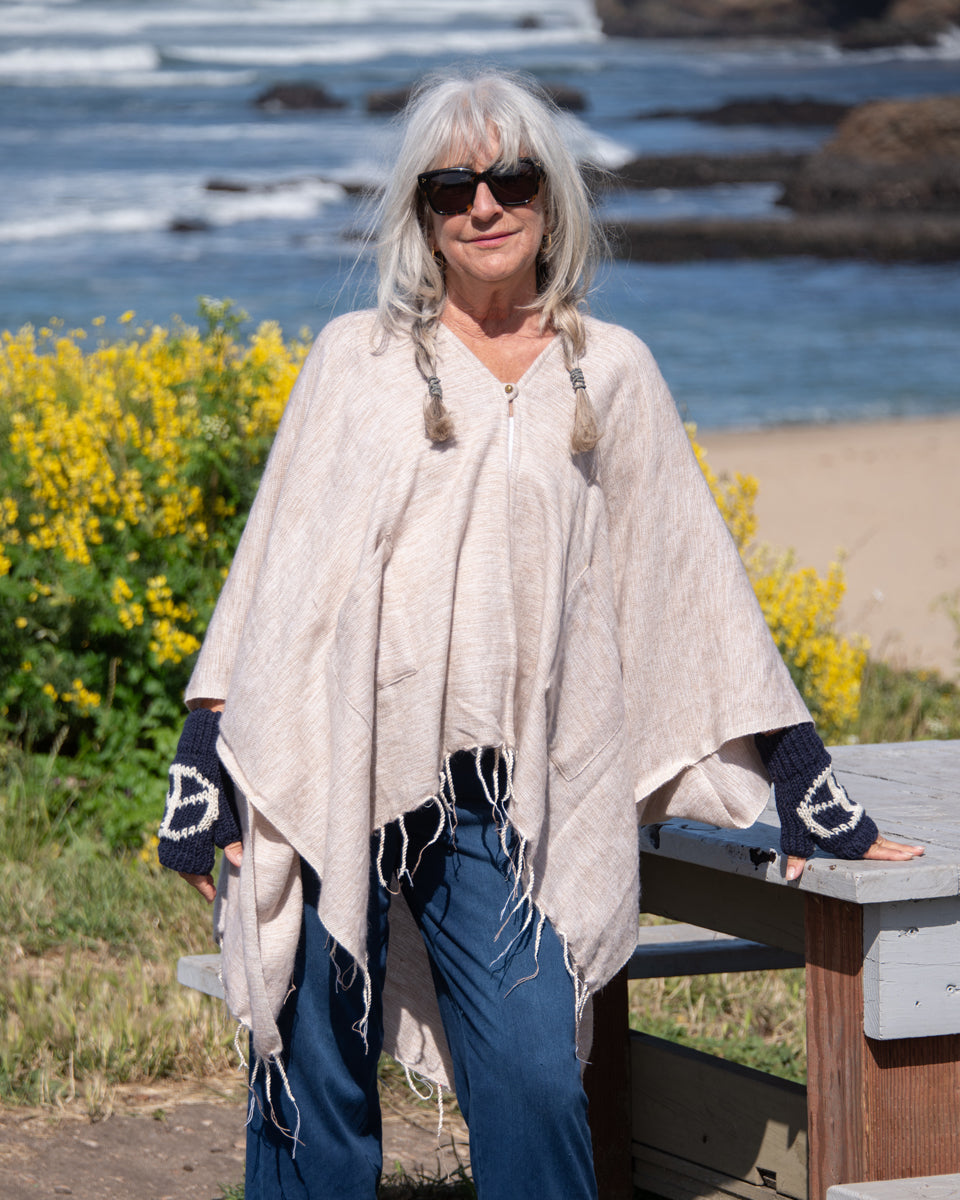 Brushed Woven Ruana in Ash