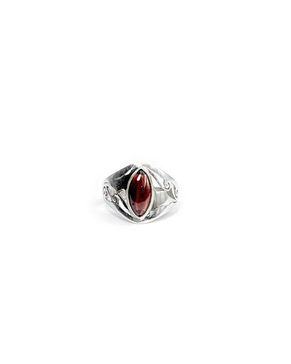 Garnet Ring with Jali Setting