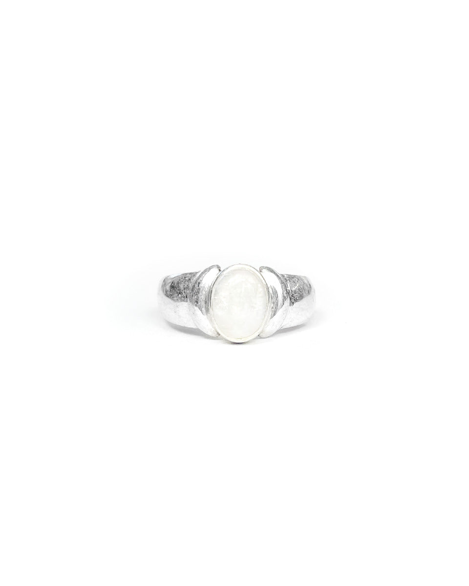 Ring with Thick Band and Oval Stone