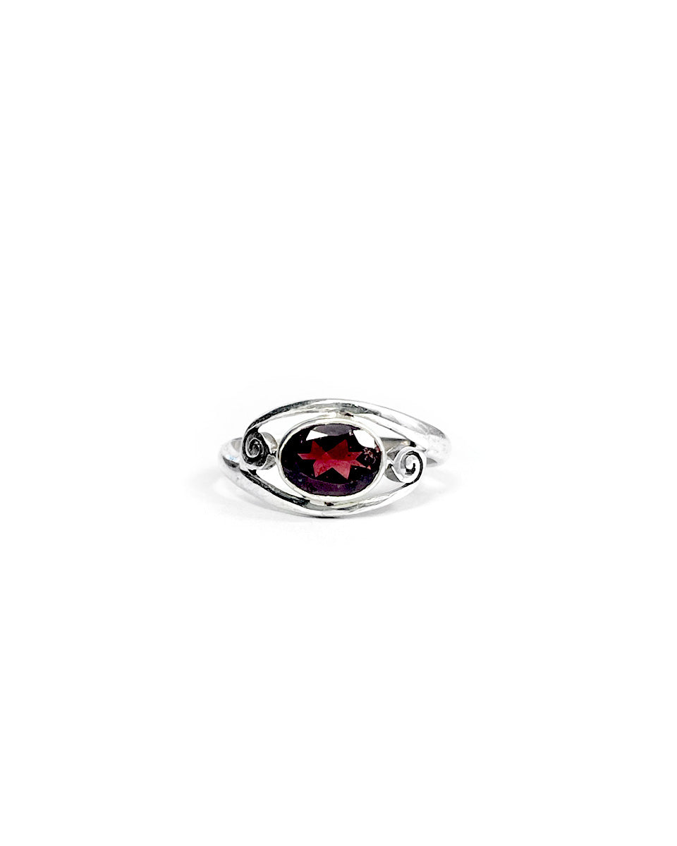 Garnet Ring with Spiral Setting