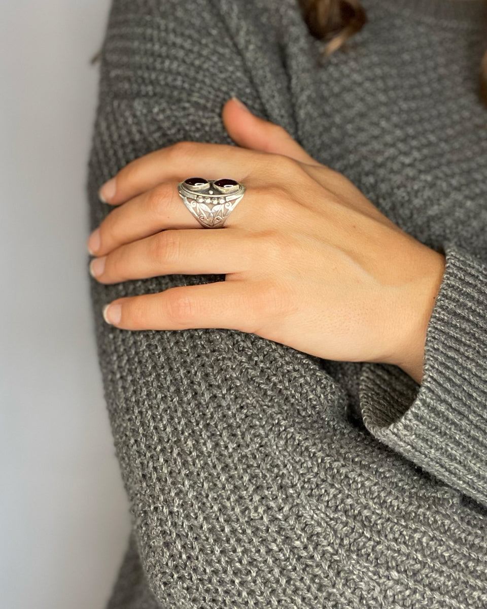 Double Stone Jali Ring