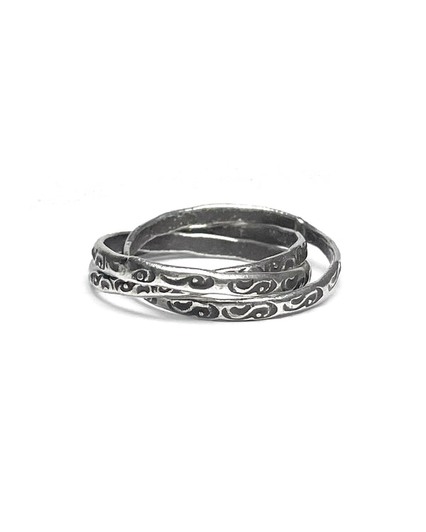 Tribal Stamped Triple Interlocking Ring