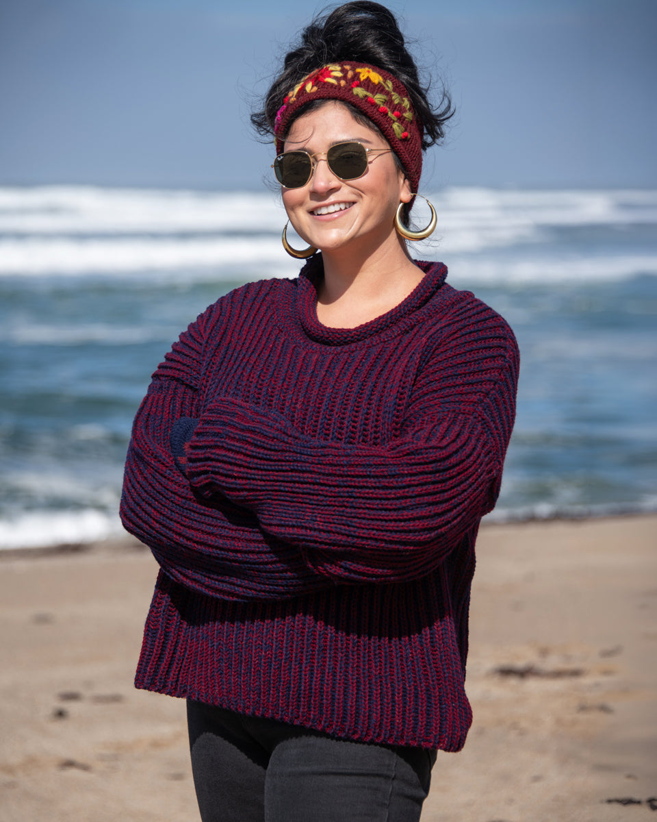 Roll Neck Two-Tone Sweater