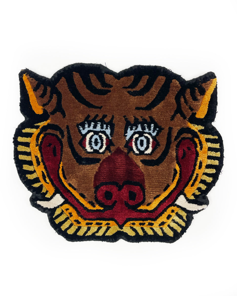 Small Brown Tiger Face Rug