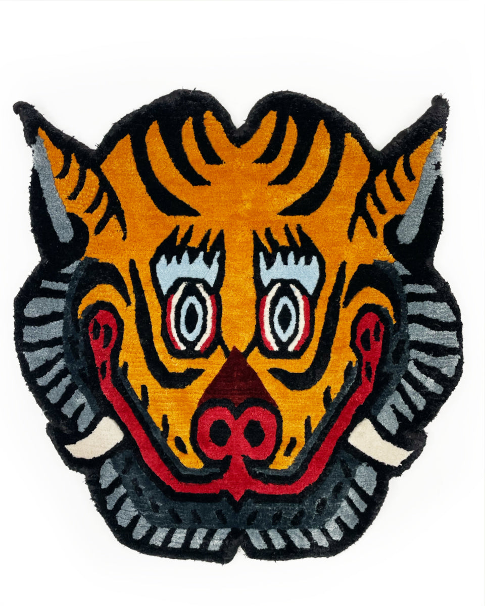 Medium Gold Tiger Face Rug