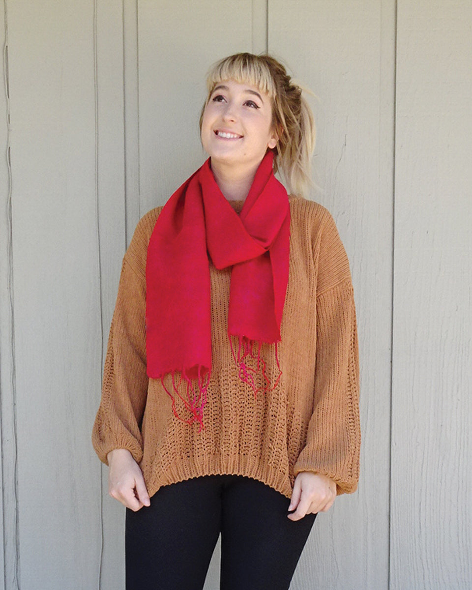 Brushed Woven Scarf in Maraschino
