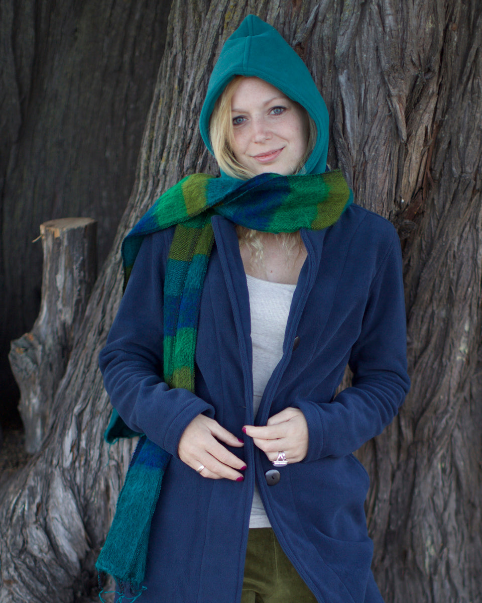 Brushed Woven Striped Scarf in Green
