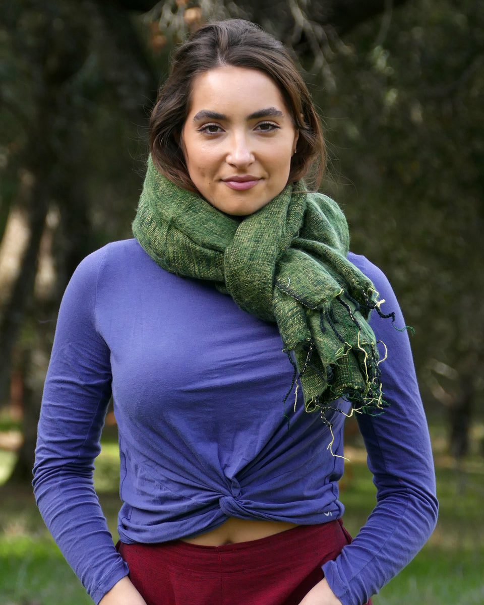 Brushed Woven Shawl in Lime
