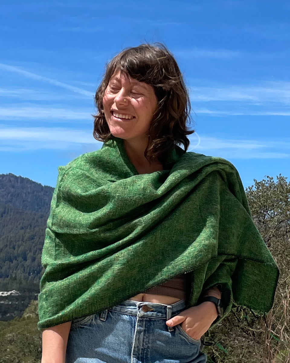 Brushed Woven Shawl in Lime