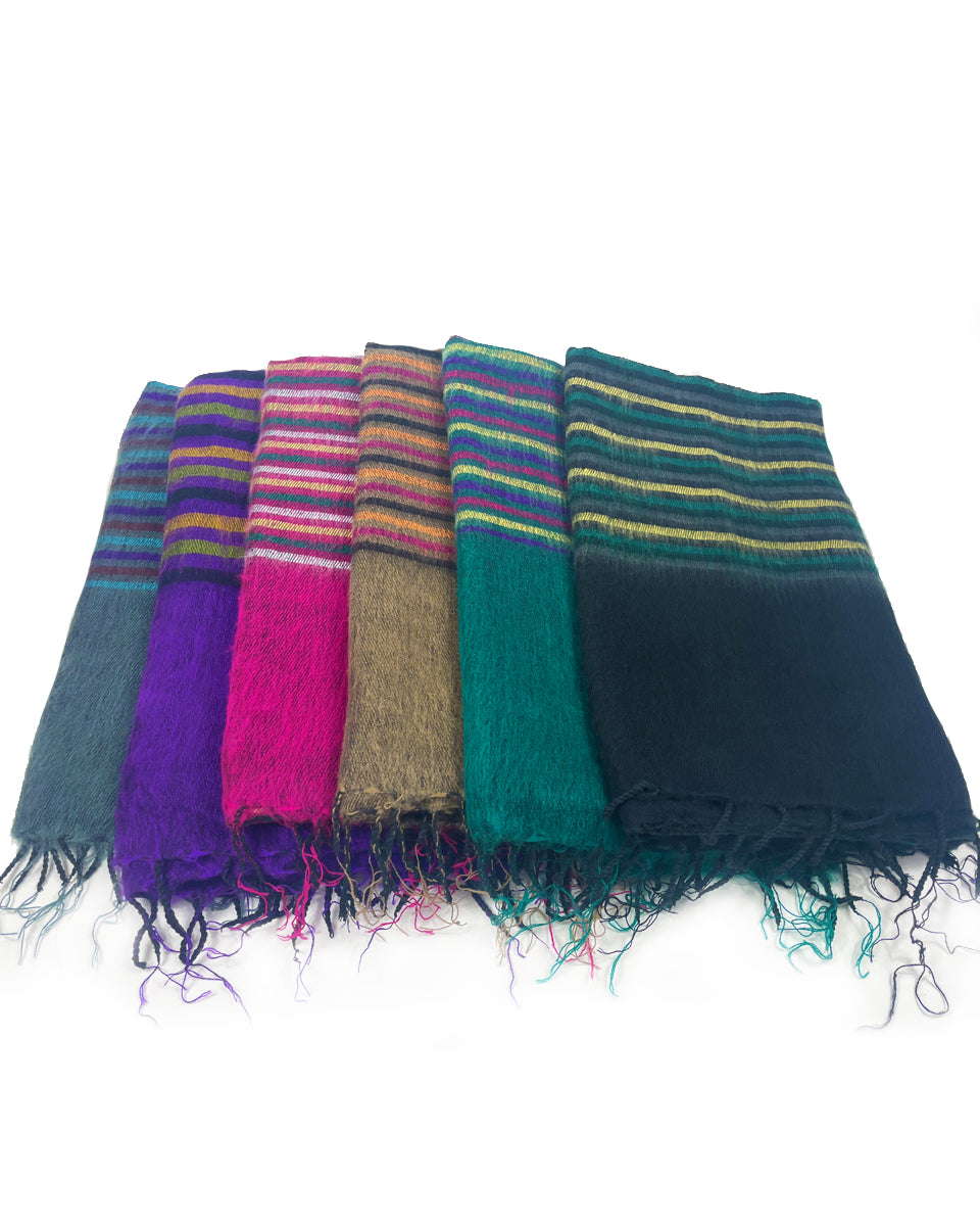 Multi Striped Brushed Woven Shawl