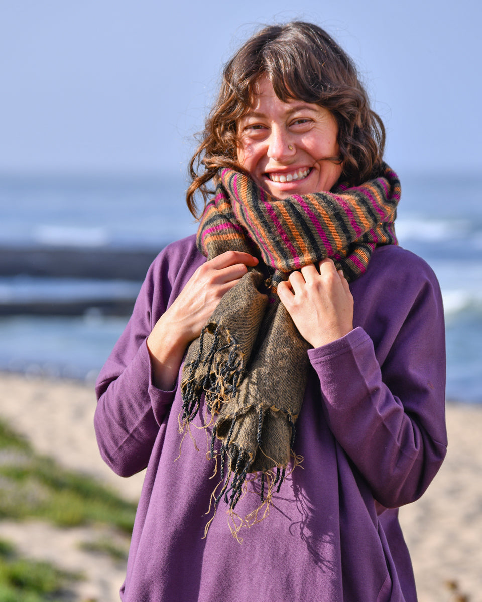 Multi Striped Brushed Woven Shawl