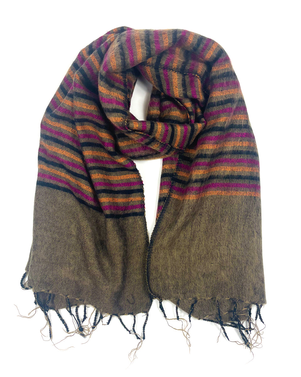 Multi Striped Brushed Woven Shawl