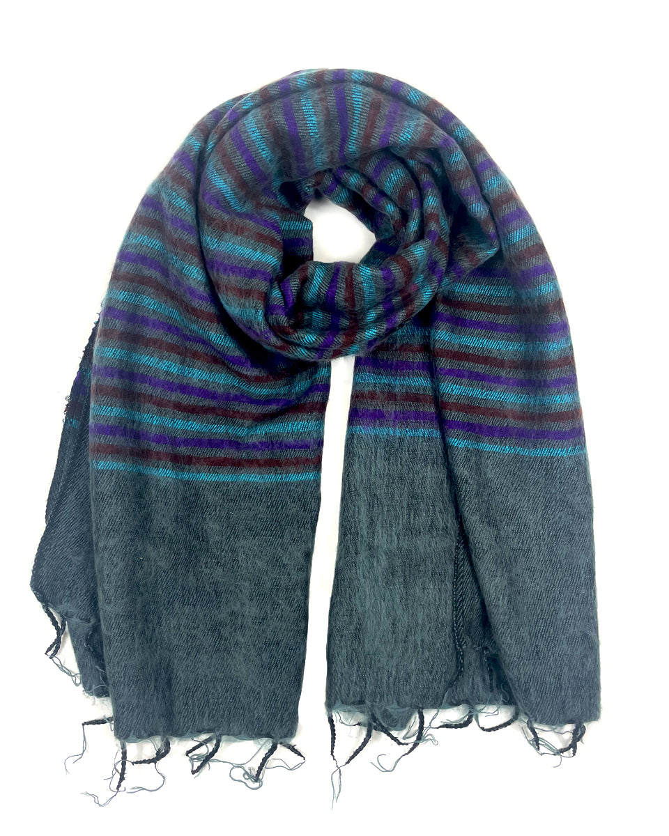 Multi Striped Brushed Woven Shawl