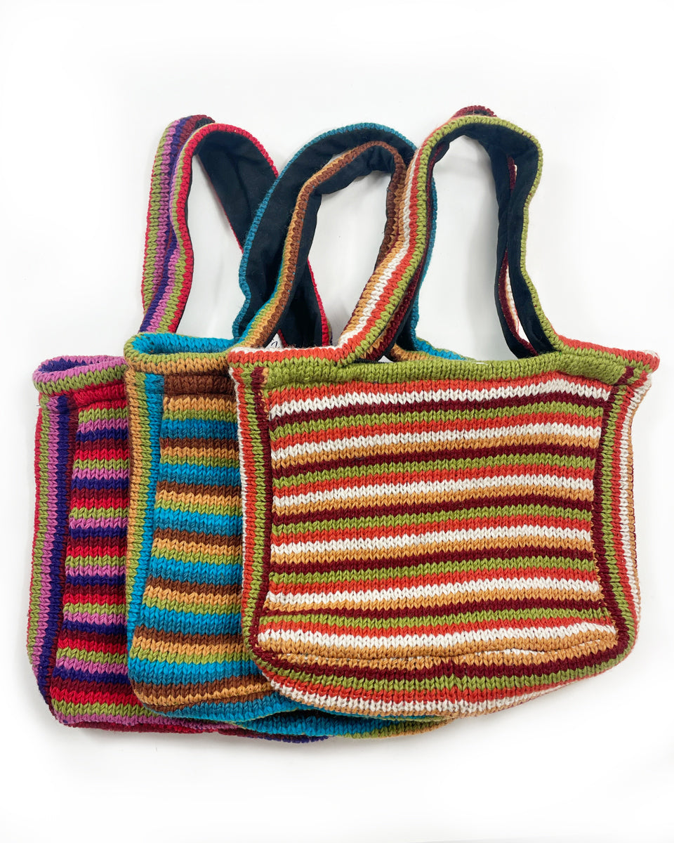 Striped Wool Tote Bag