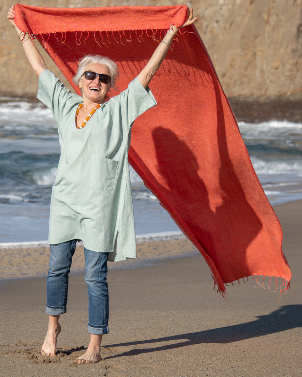 Brushed Woven Blanket in Mango