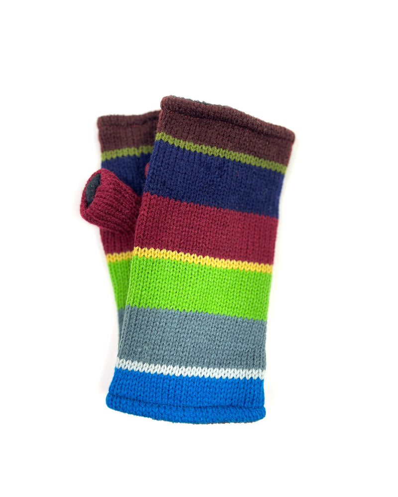Striped Acrylic Fingerless Gloves