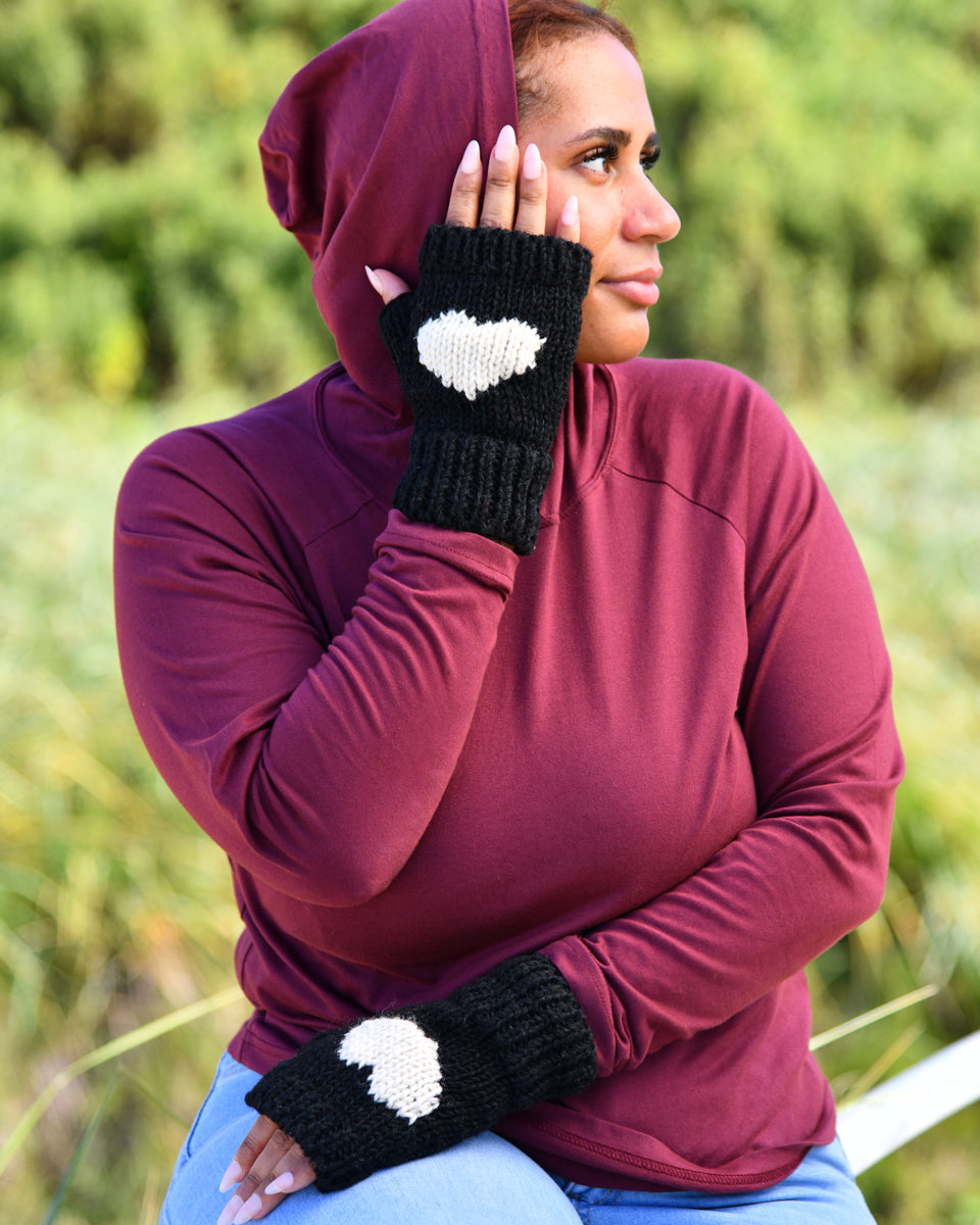 Heart Fingerless Gloves