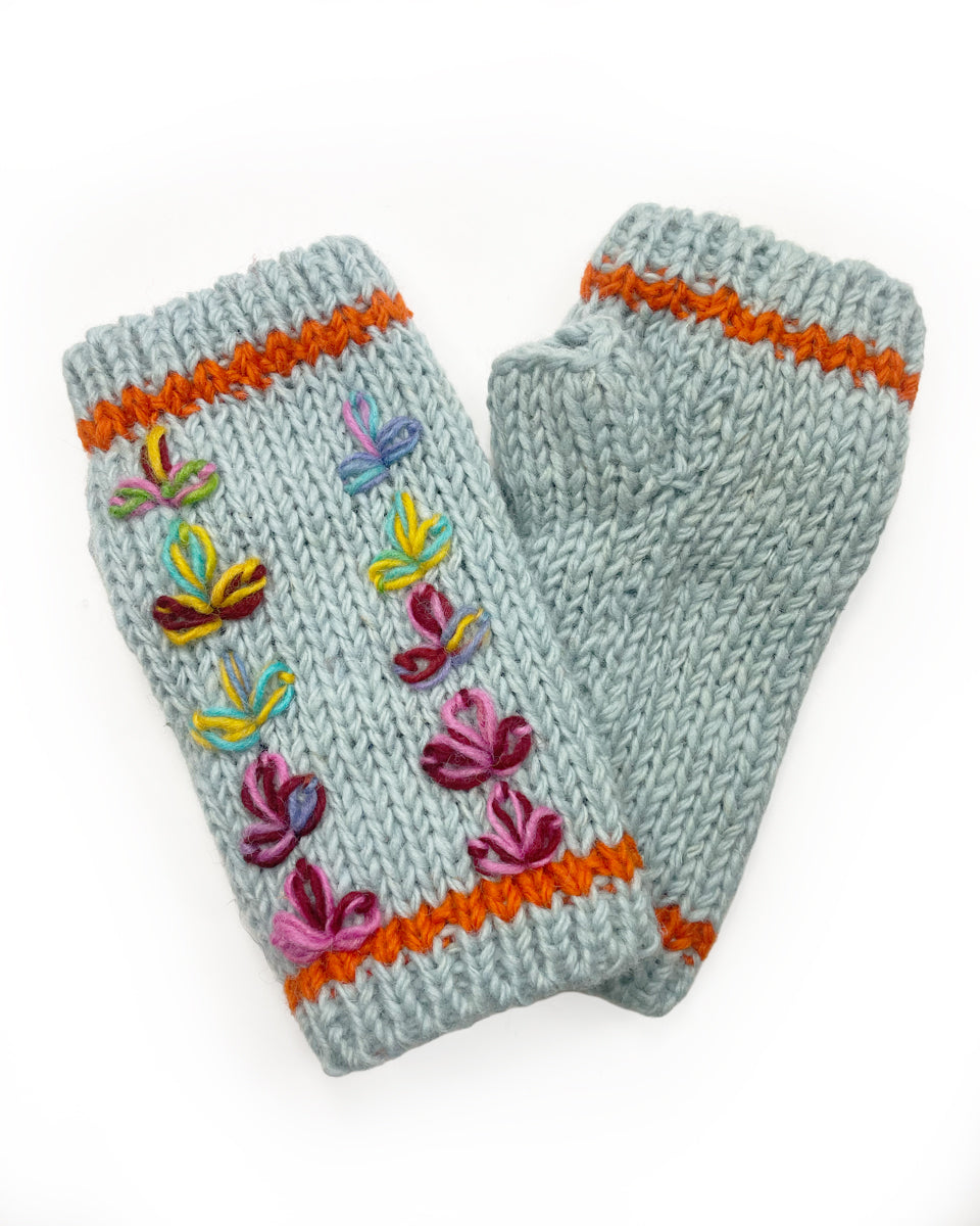 Multi-Color Flower Fingerless Gloves