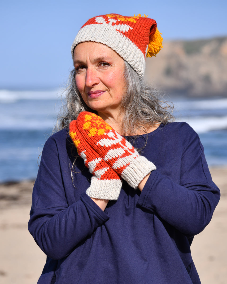 Flower Beanie with Pom Pom