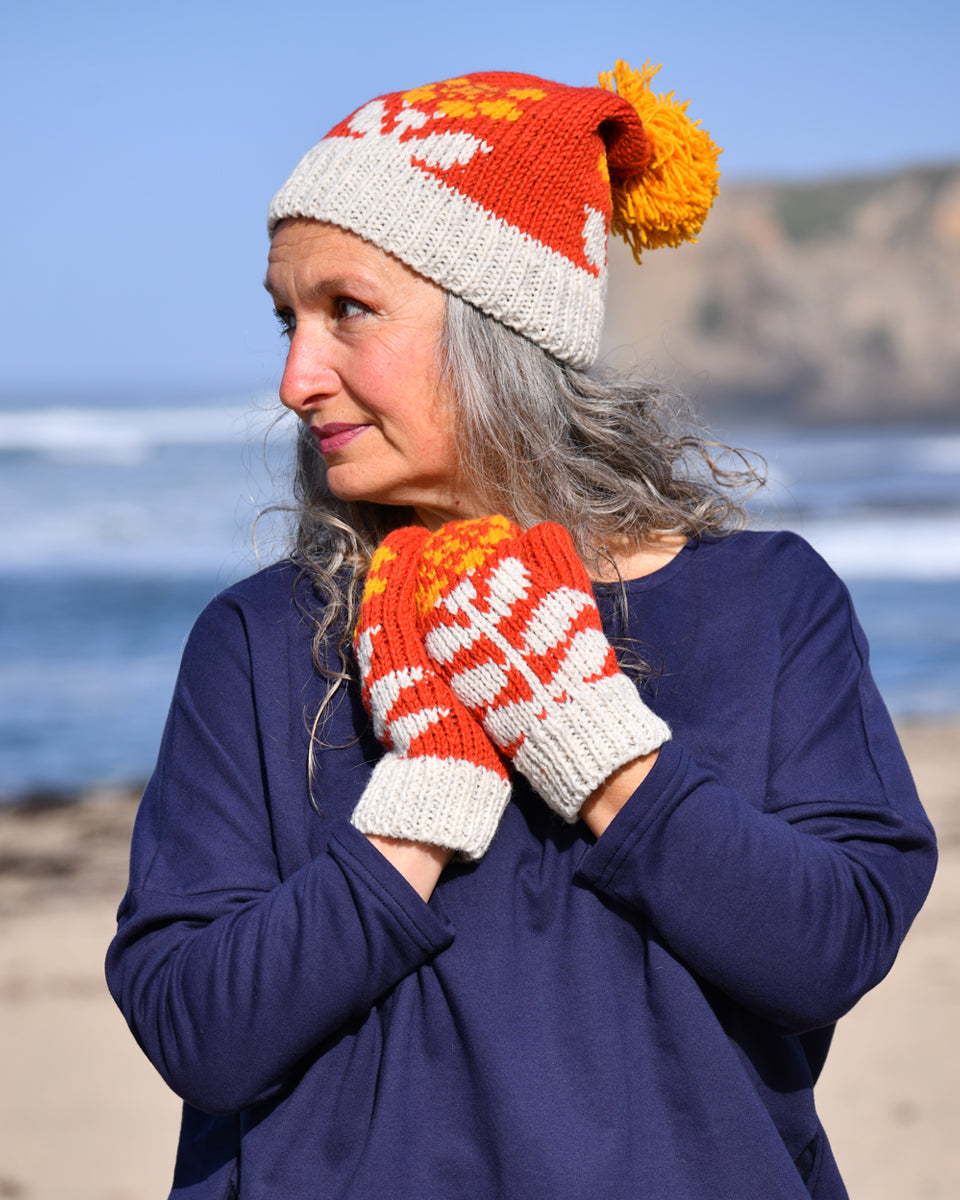 Flower Beanie with Pom Pom