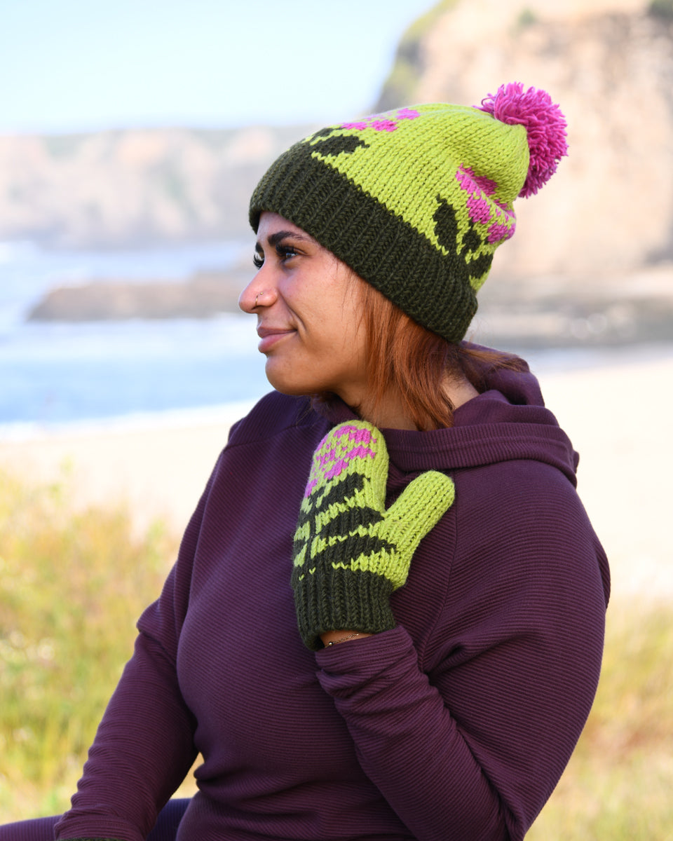 Flower Beanie with Pom Pom