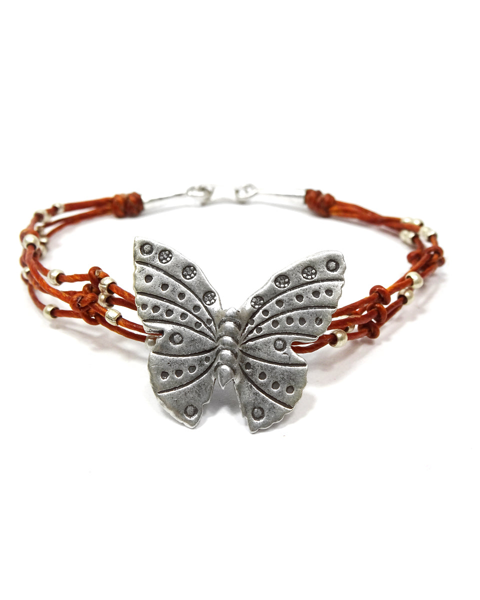 Waxed Cotton Butterfly Bracelet