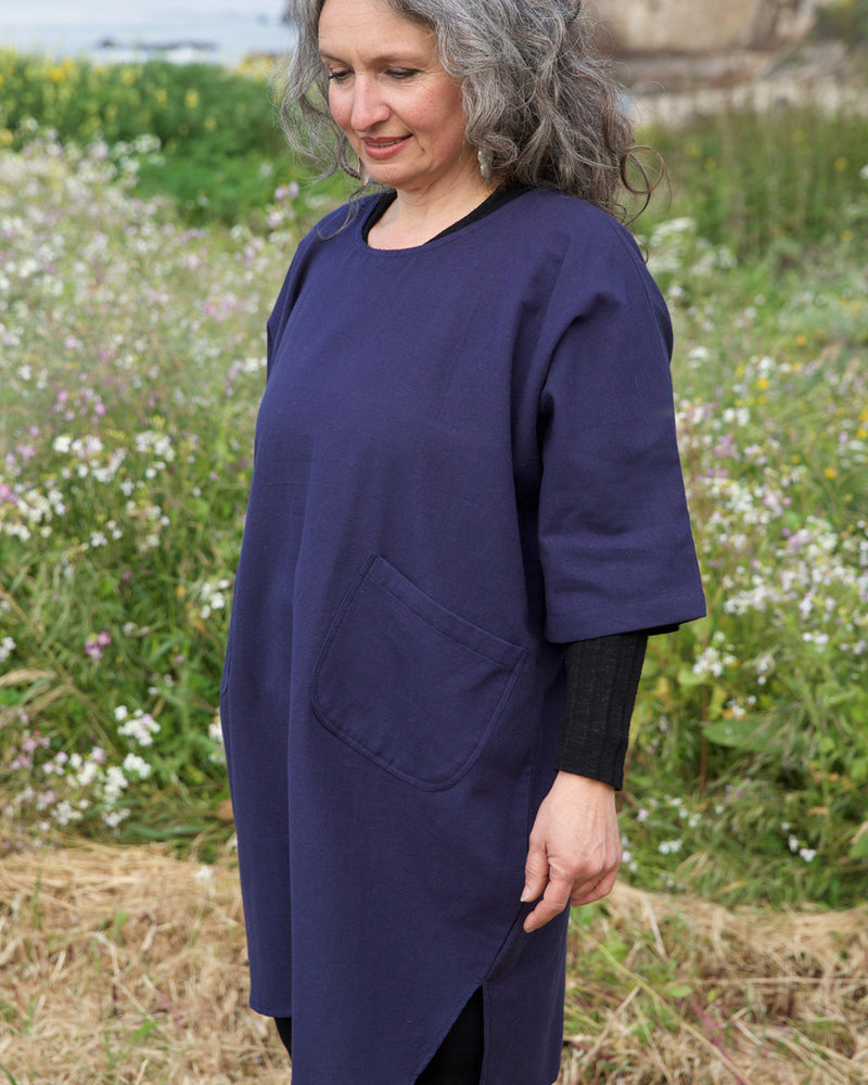 Wide Cotton Dress with Pockets