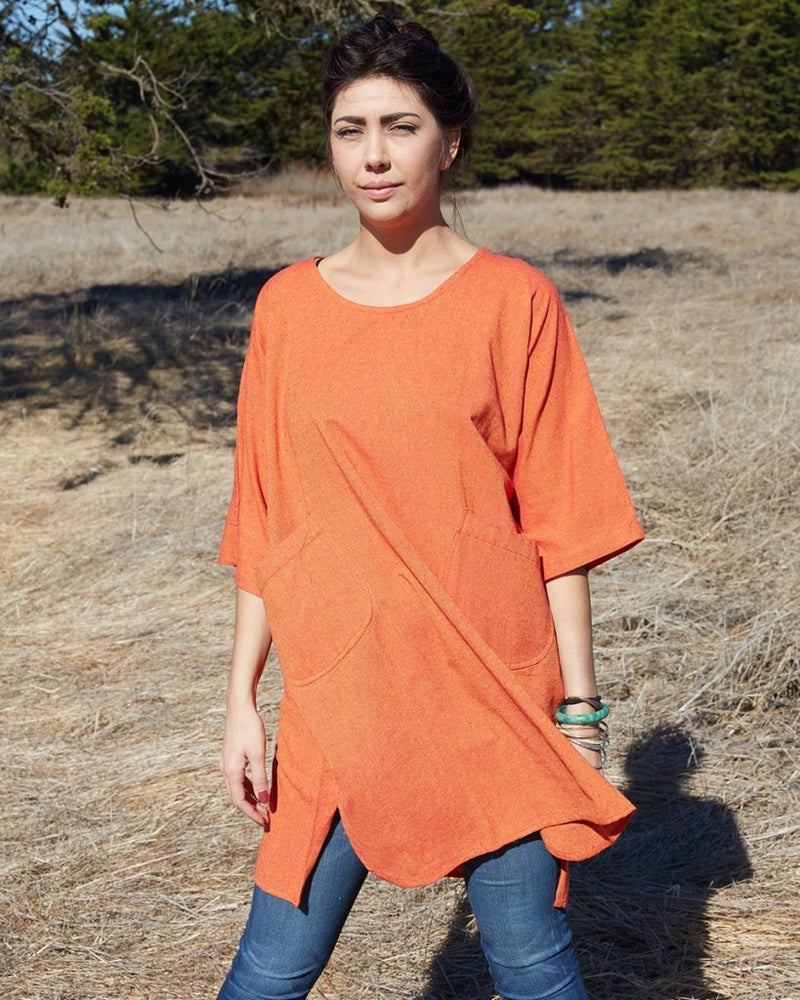 Wide Cotton Dress with Pockets
