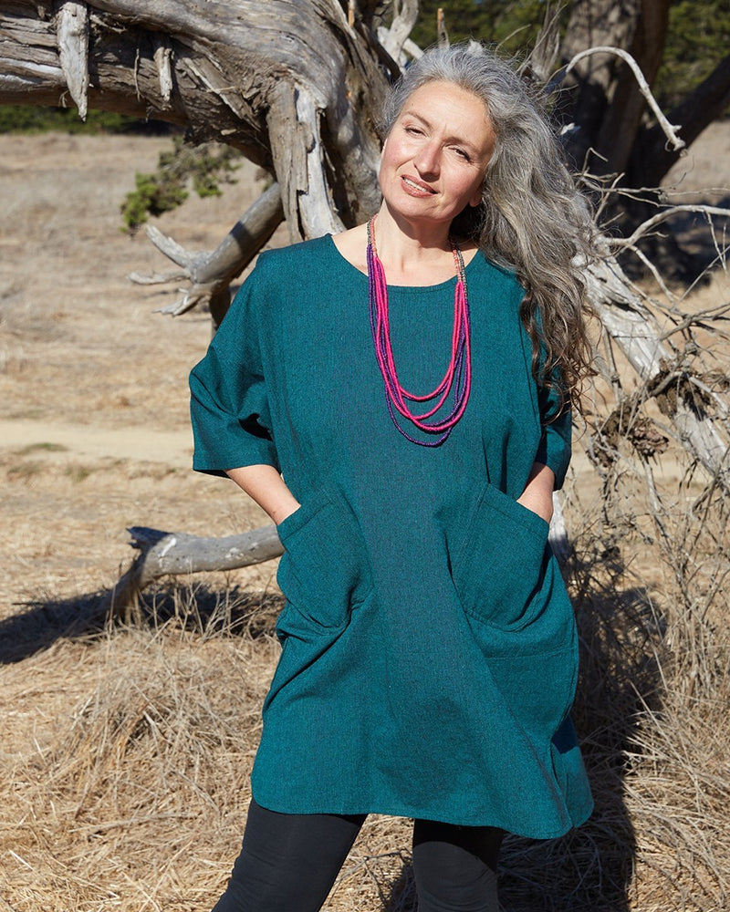 Wide Cotton Dress with Pockets