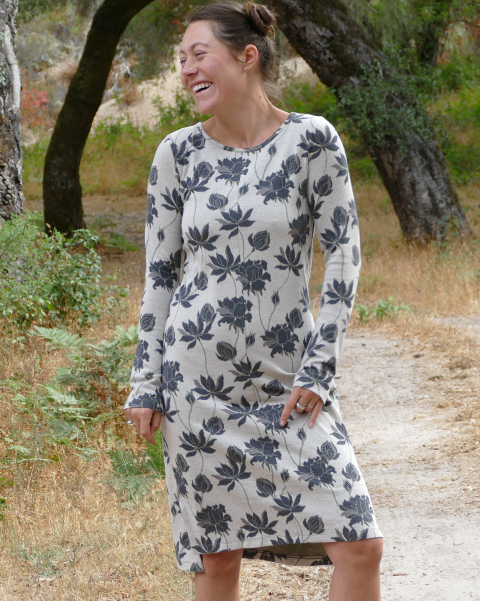 cotton pencil dress 1950s Floral Cotton Pencil Dress, Shawl Collar, Size 34