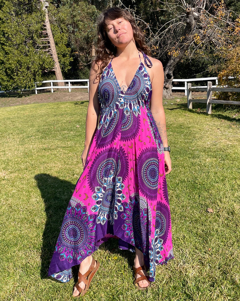 Leaf Mandala Halter Dress