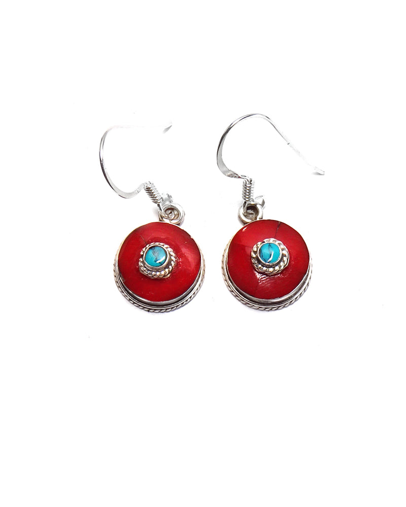 Small Round Tibetan Earrings