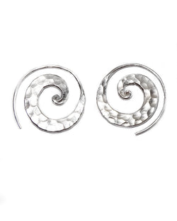 Hammered Open Spiral Earring