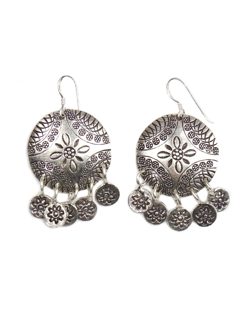 Tribal Earring - Stamped Disk