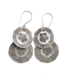 Tribal Earring - Stamped Double Disks
