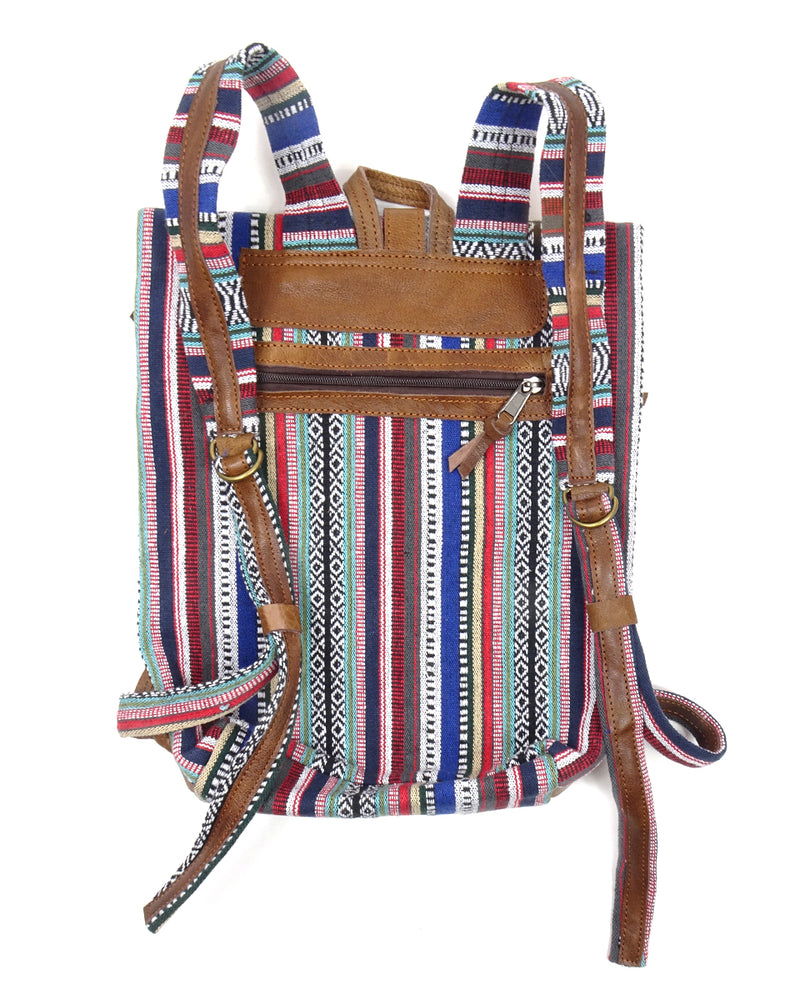 Leather Gheri Cotton Backpack