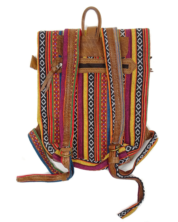 Leather Gheri Cotton Backpack