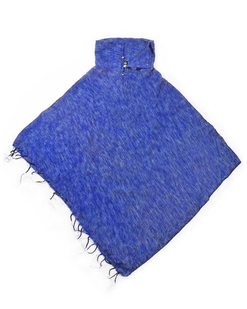 Brushed Woven Poncho in Azure