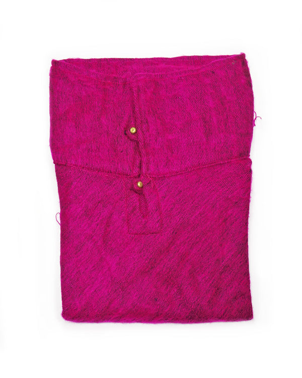 Brushed Woven Poncho in Hot Pink
