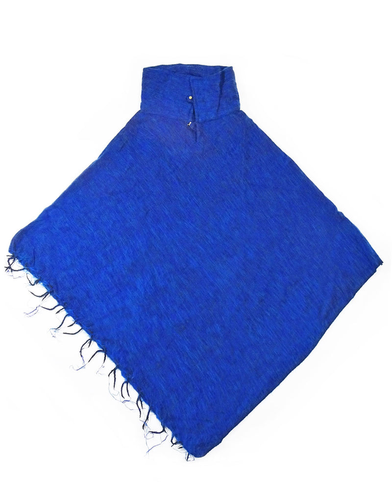 Brushed Woven Poncho in Peacock