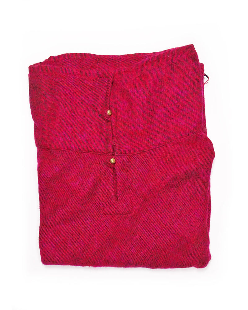 Brushed Woven Poncho in Raspberry
