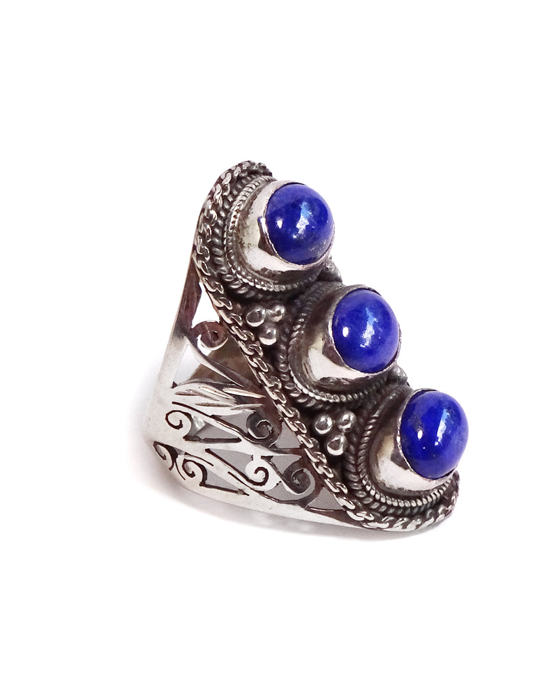 Short Triple Stone Jali Ring