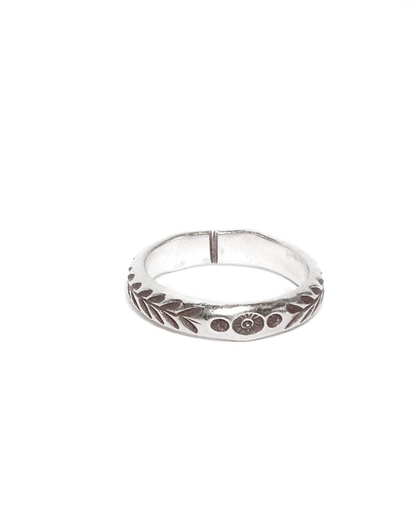 Thin Floral Tribal Ring