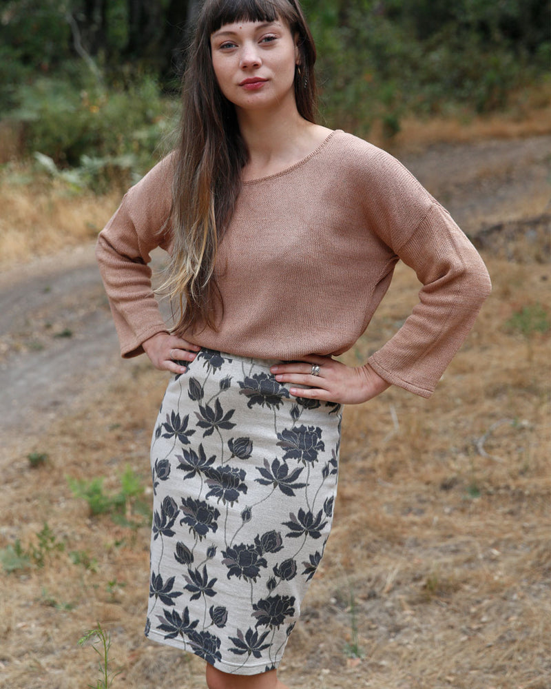 Organic Cotton Jacquard Pencil Skirt
