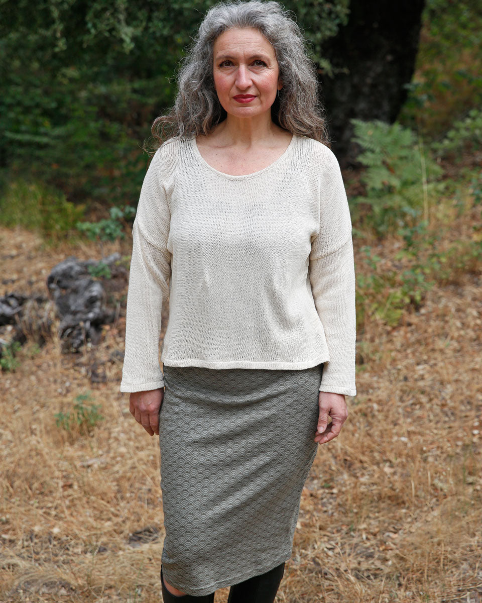 Organic Cotton Jacquard Pencil Skirt