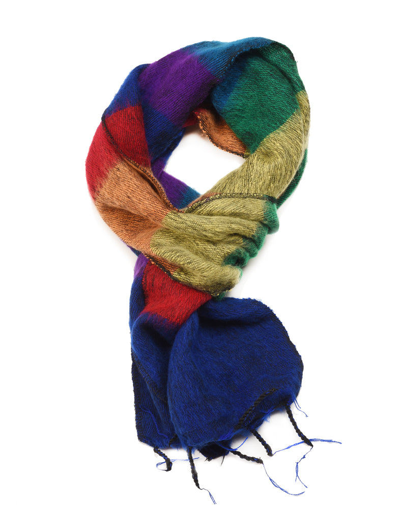 Brushed Woven Striped Scarf in Rainbow
